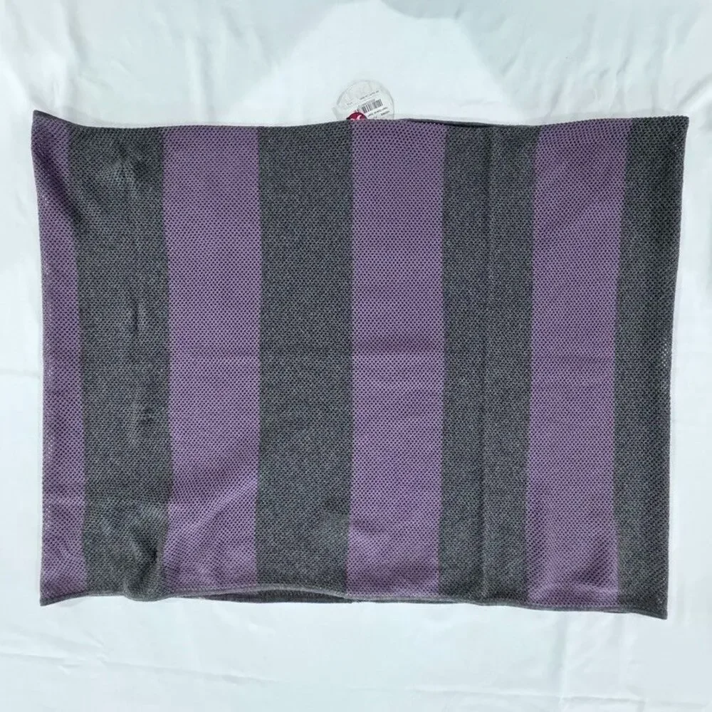 Lululemon Heart Opener Scarf Purple Grey Striped Cotton OS NWT 25x70